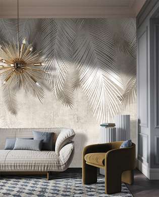 Wall Mural - Abstract feathers on light beige background