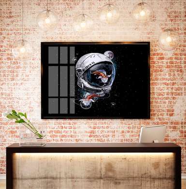 Poster - Astronaut suit and fish, 60 x 30 см, Canvas on frame