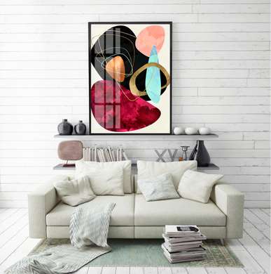 Постер - Абстракция с кругами, 30 x 45 см, Холст на подрамнике