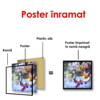 Постер - Абстрактный натюрморт фиолетового цвета, 100 x 100 см, Постер в раме