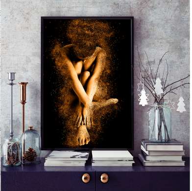 Постер - Золотая пыльца, 30 x 45 см, Холст на подрамнике, Ню