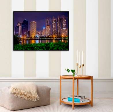Poster - Night city, 45 x 30 см, Canvas on frame, Maps and Cities