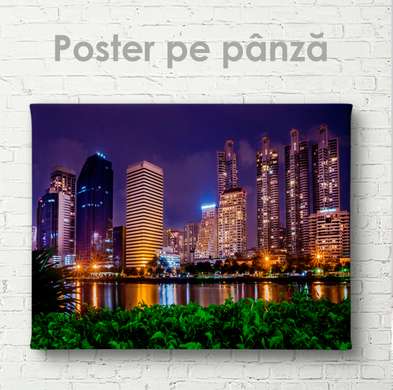 Постер - Ночной город, 45 x 30 см, Холст на подрамнике, Города и Карты