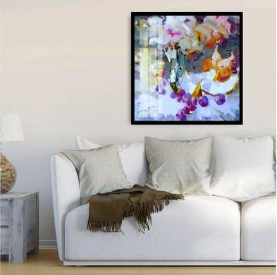 Poster - Abstract still life in purple color, 100 x 100 см, Framed poster