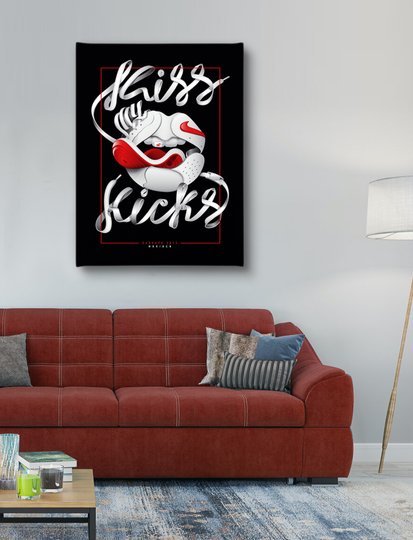 Постер,Белые губы, 30 x 45 см, Холст на подрамнике
