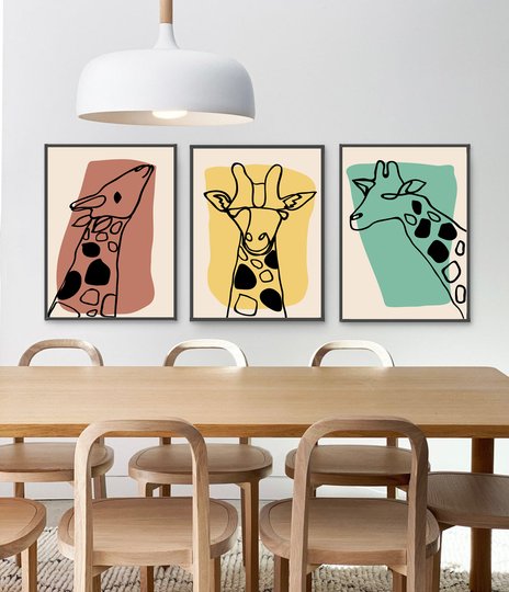 Постер, Жирафы, 40 x 60 см, Холст на подрамнике