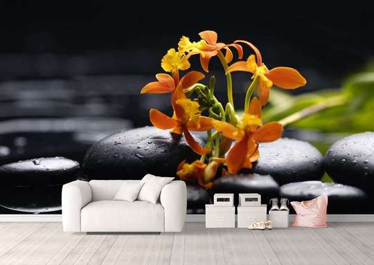 Wall Mural - Bouquet of flowers on stones