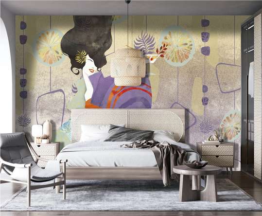 Wall Mural - Lady and Modern abstraction