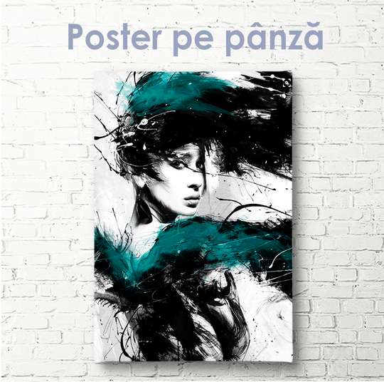 Poster, Pictează o fată în culori reci, 60 x 90 см, Poster pe Sticlă înrămată