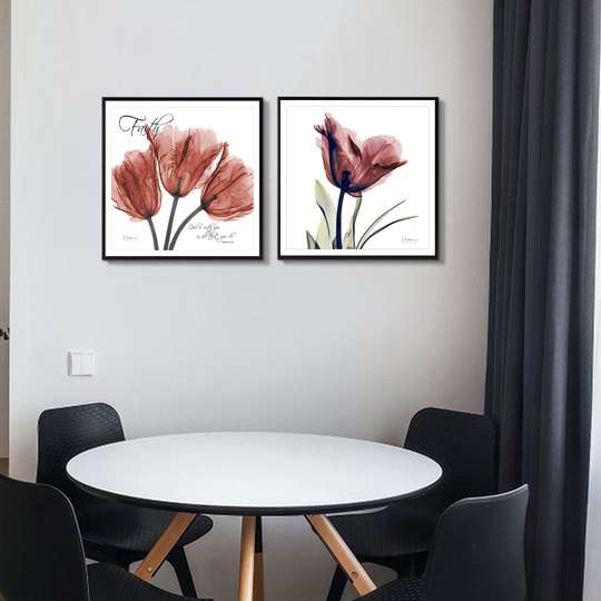 Poster - Red poppies, 80 x 80 см, Framed poster on glass, Sets