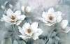 Fototapet - Flori albe delicate pe fundal gri