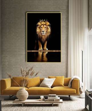 Poster, Leu cu coroană de aur, 60 x 90 см, Panza pe cadru