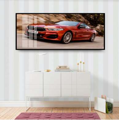 Poster - BMW-ul roșu, 60 x 30 см, Panza pe cadru