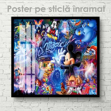 Poster - All Disney characters, 40 x 40 см, Canvas on frame