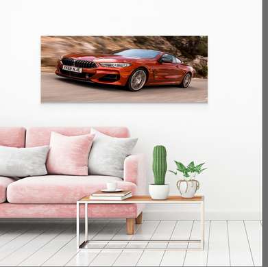 Poster - BMW-ul roșu, 60 x 30 см, Panza pe cadru