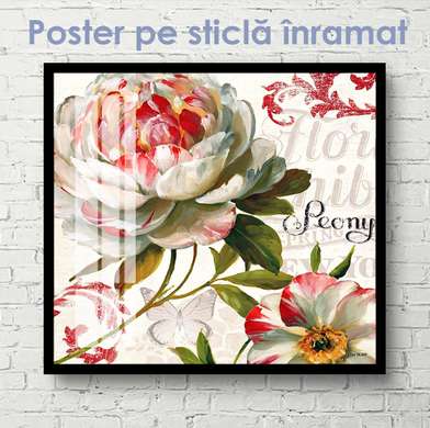 Poster - Floare frumoasă în acuarelă, 40 x 40 см, Panza pe cadru