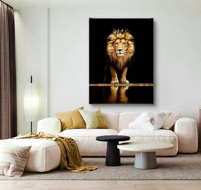 Постер, Лев с золотой короной, 60 x 90 см, Холст на подрамнике