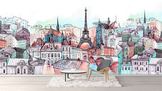 Wall Mural - Painted Paris in warm colors