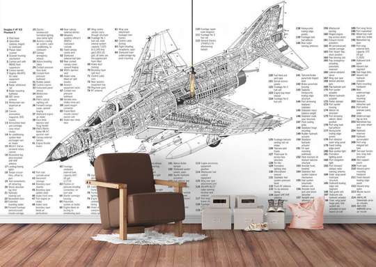 Wall Mural with the scheme of the plane.