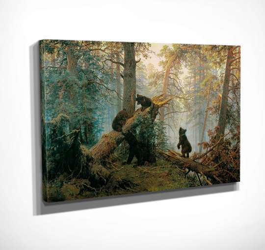 Постер - Медведи в лесу, 45 x 30 см, Холст на подрамнике, Живопись