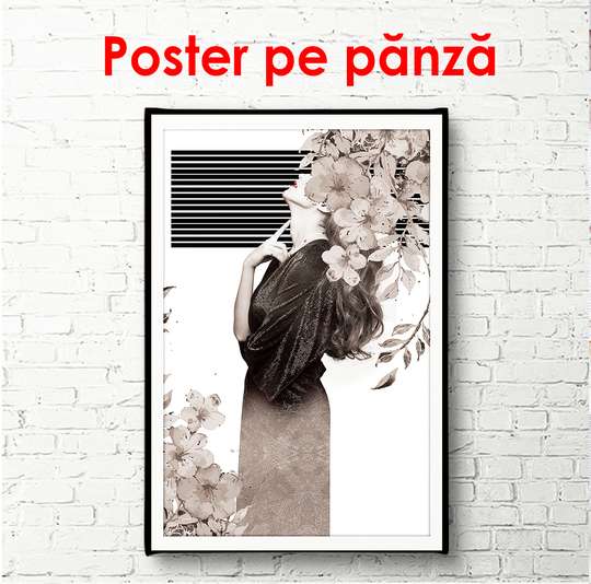 Poster - Brown girl on white background, 60 x 90 см, Framed poster, Vintage