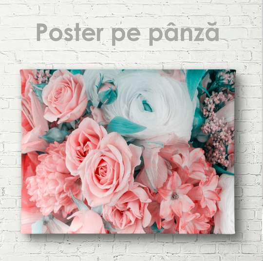 Poster, Buchet delicat de flori, 45 x 30 см, Panza pe cadru