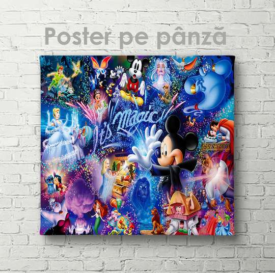 Poster - All Disney characters, 40 x 40 см, Canvas on frame, For Kids