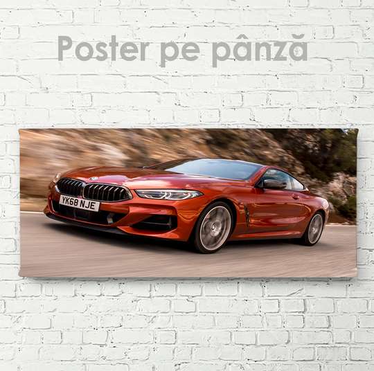 Poster, BMW-ul roșu, 60 x 30 см, Panza pe cadru