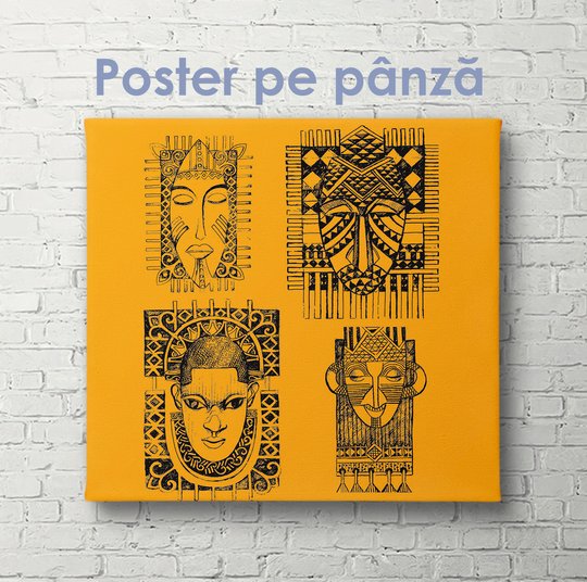 Постер, Этнографический рисунок в африканском стиле, 40 x 40 см, Холст на подрамнике