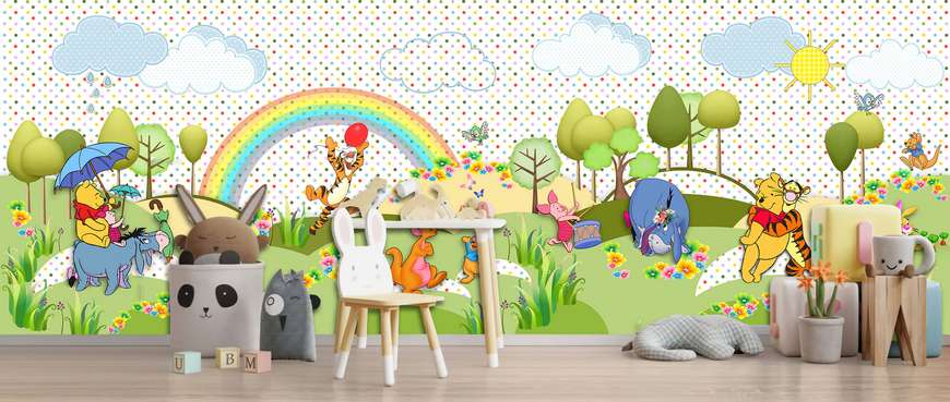 Wall mural for the nursery - Fairy tale world of Winnie the Pooh and his friends