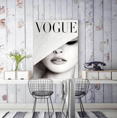 Poster - Coperta Vogue cu pălăria albă, 60 x 90 см, Poster înrămat