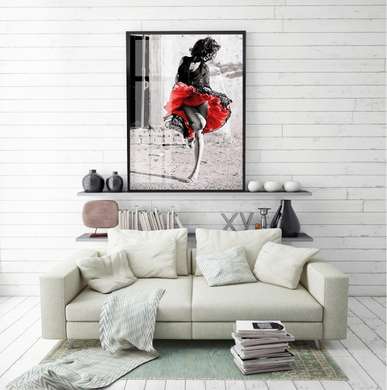 Постер - Красная юбка, 30 x 45 см, Холст на подрамнике