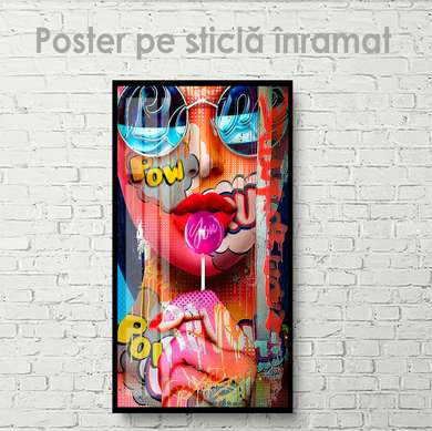 Poster - Fata cu chupa-cups, 30 x 60 см, Panza pe cadru