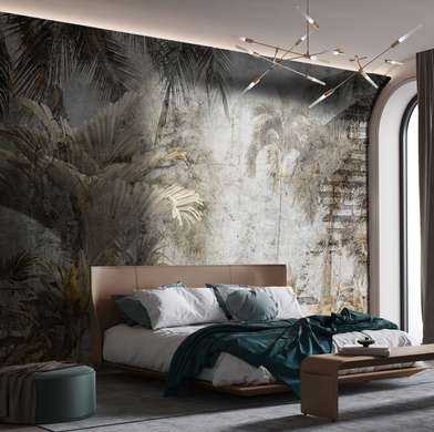 Wall Mural - Palm trees and plants in vintage style