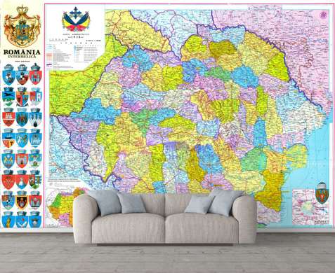 Фотообои - Политическая карта в разноцветных тонах.