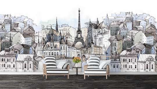 Fototapet - Parisul pictat în culori reci