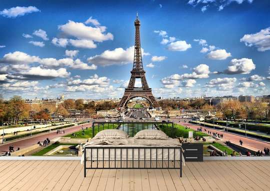 Fototapet - Turnul Eiffel și cerul înnorat