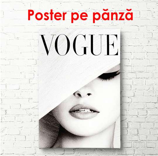 Постер - Vogue Обложка Белая Шапка, 60 x 90 см, Постер в раме