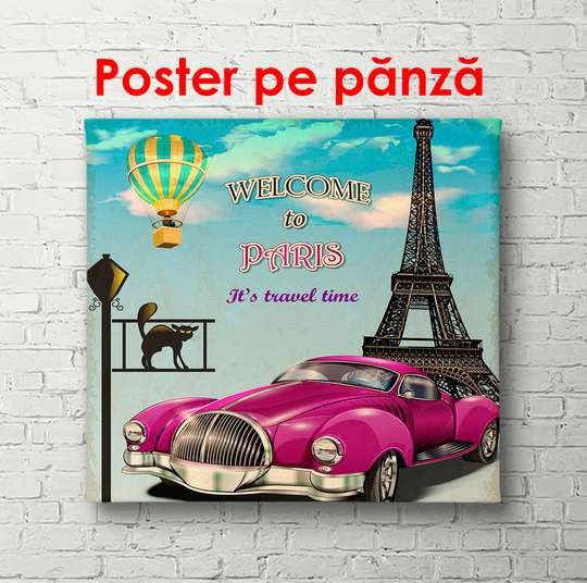 Poster - Welcome to Paris, 100 x 100 см, Framed poster, Vintage