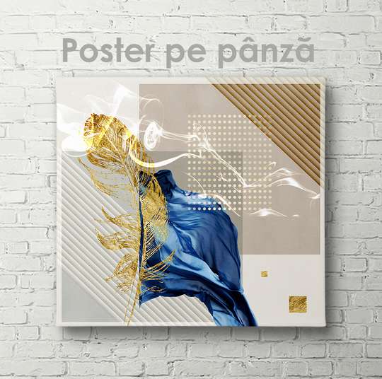 Постер - Золотое перо, 40 x 40 см, Холст на подрамнике, Гламур