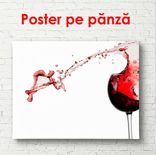 Poster - Glass with red wine with splashes, 90 x 60 см, Framed poster, Minimalism