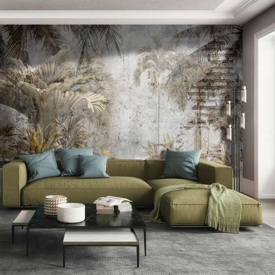 Wall Mural - Palm trees and plants in vintage style
