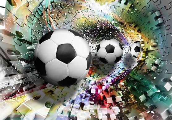 Fototapet - Mingi de fotbal într-un tunel de puzzle