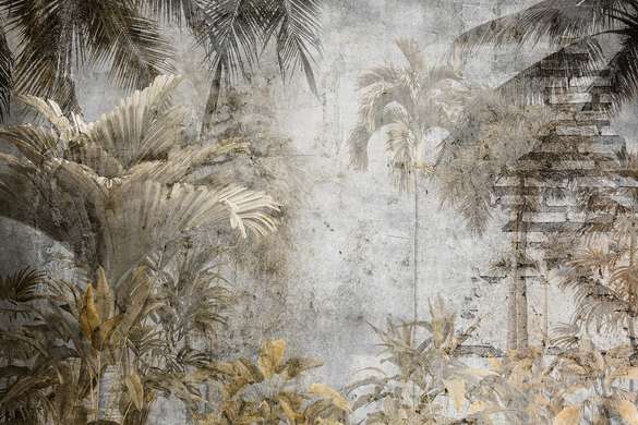 Fototapet - Palmieri și plante în stil vintage