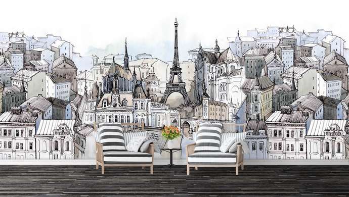 Wall Mural - Painted Paris in cold tones