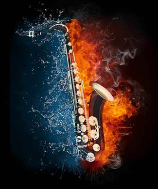 Poster - Saxofonul pe fundal luminos, 60 x 90 см, Poster înrămat