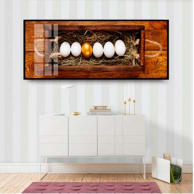 Постер - Золотое яйцо, 90 x 30 см, Холст на подрамнике