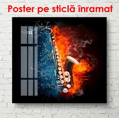 Poster - Saxofonul pe fundal luminos, 60 x 90 см, Poster înrămat