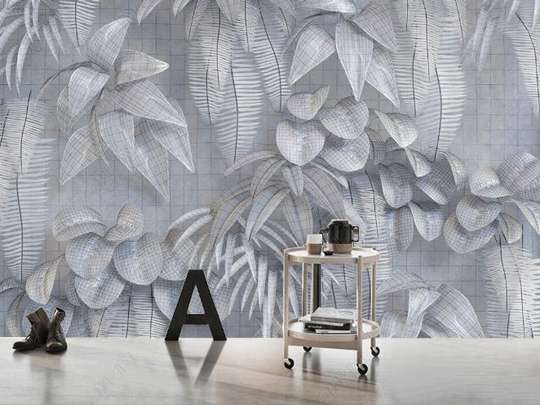 Wall Mural - Gray plants with 3D effect