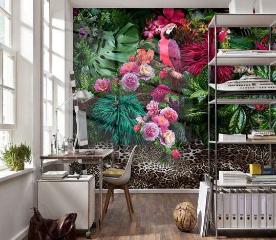 Wall Mural - Pink orchids in green foliage